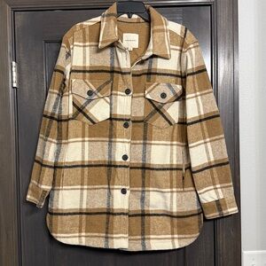 Thread & Supply Brown and Cream Plaid Utility Jacket